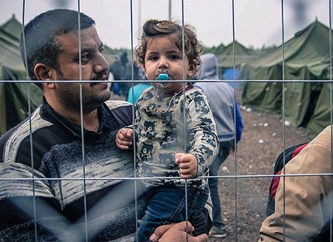 Refugees from Syria stranded at a camp in Hungary