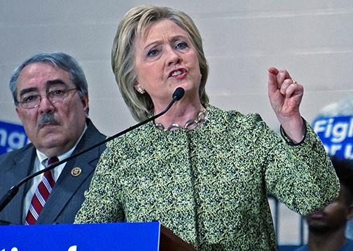 Hillary Clinton speaks at a North Carolina high school