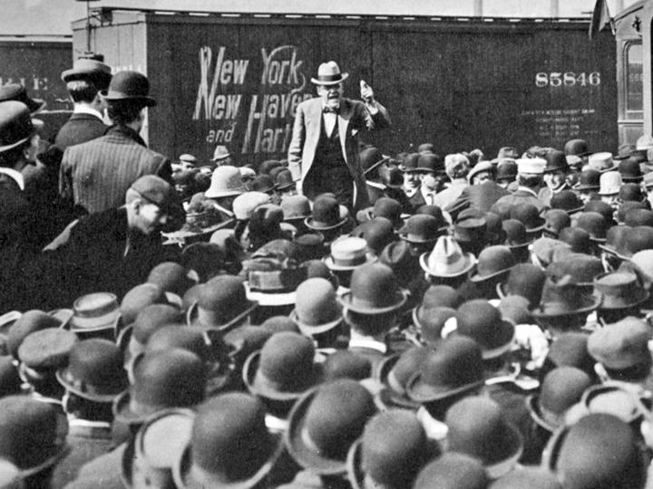 Eugene V. Debs speaks during his 1912 presidential campaign