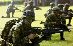 Colombian special forces demonstrate counter-insurgency tactics at the Pentagon's Joint Civilian Orientation Conference outside of Bogotá
