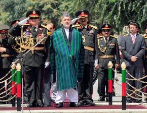 Afghan President Hamid Karzai at a celebration of the country's "independence"