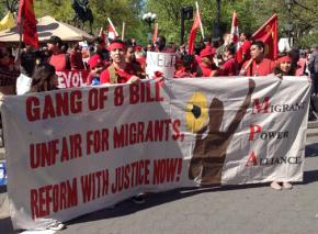 Members of the Migrant Power Alliance oppose the unjust immigration "reform" bill